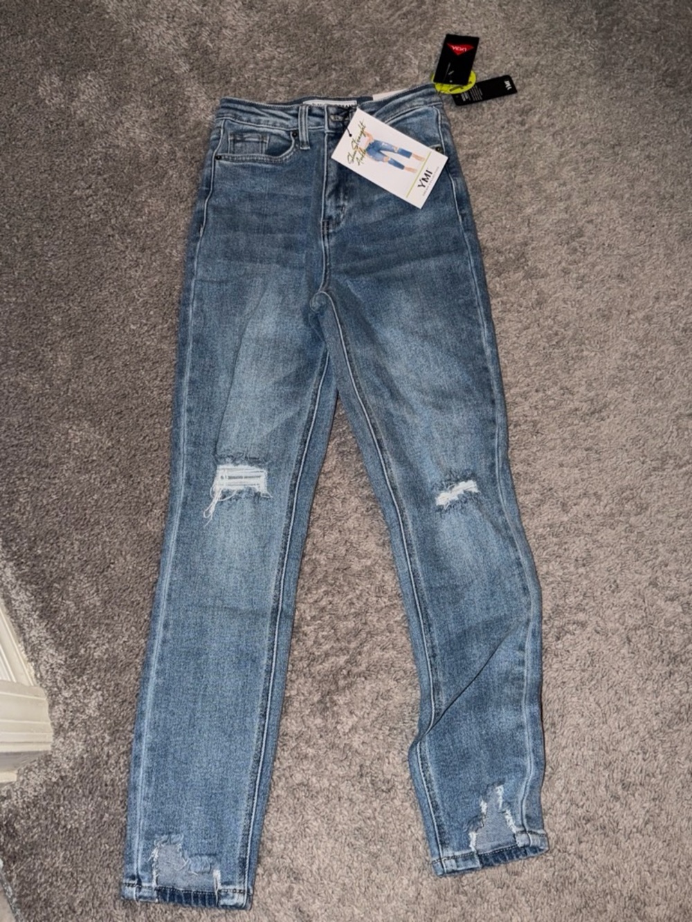 YMI Light Blue High-Rise Distressed Jeans - Picture 1 of 3